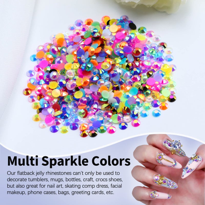 Briskbloom 1000PCS 6mm Resin Flatback Rhinestone, Transparent Clear AB Color Flatback Jelly Resin Rhinestones for Mugs, Bottles, Tumblers, Craft Decoration, Loose Bling Glitter Diamond Stone - Image 4